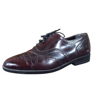 Stacy Adams Men's Wingtip Oxford Dress Shoes Size 9.5M Burgundy Leather